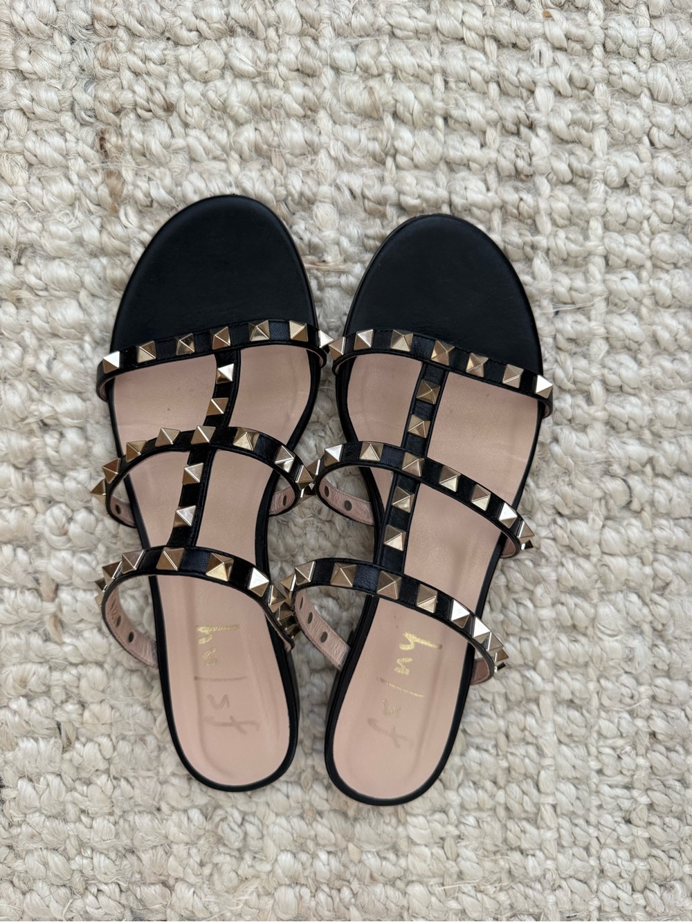 Tuckernuck Black Studded Leather Slide Sandals